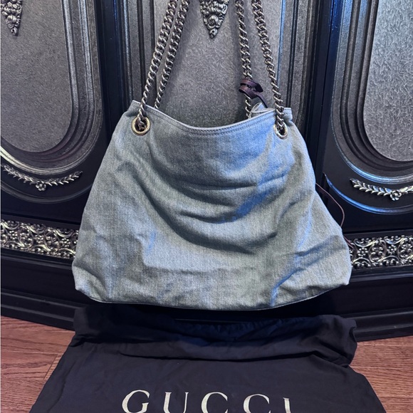 Authentic Gucci Soho Chain GG Denim Shoulder Bag - Picture 4 of 11